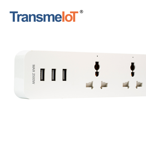 TransmeIoT Smart Powerstrip TM-PS-1910U 3+3USB，with 3 Individually Controlled Smart Outlets And 4 USB Ports, Works with Alexa & Google Home, No Hub Required