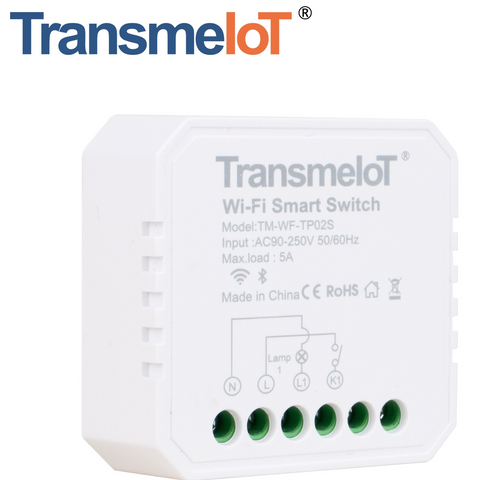 TransmeiIoT Smart Switch Module TM-WF-TP02S Wifi Switch Wireless Remote Control Electrical for Household Appliances,Compatible with Alexa DIY Your Home Via Iphone Android App