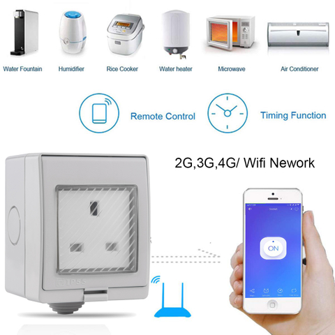 TransmeIoT Outdoor Smart PlugTM-WP-01, WiFi Smart Socket Work with Alexa, Google Home, Wireless Remote Control/Timer by Smartphone, IP55 Waterproof Support Tuya/smart Life