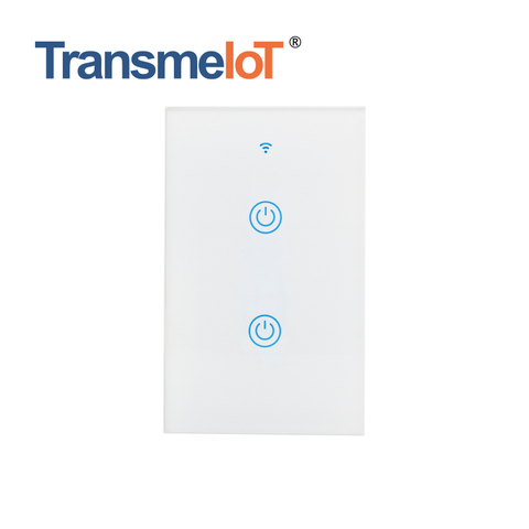 TransmeIoT TM-WF-02 WiFi Smart Wall Light Switch,Glass Panel, Multi-Control, 2.4GHz Wi-Fi Touch Switches, Neutral Wire Required, Remote Control Smart Life/Tuya App, Work with Alexa, Googl