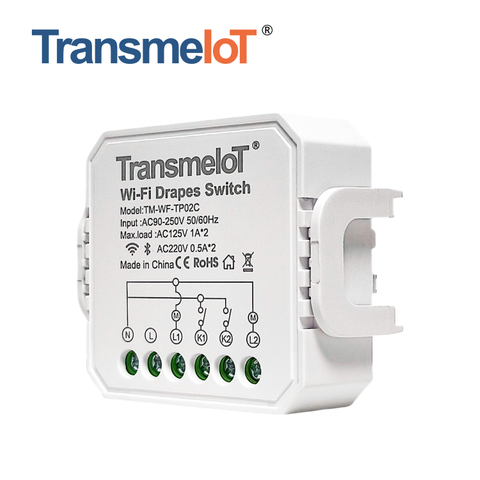 TransmeIoT Smart Curtain Module TM-WF-TP02C Wifi Switch Wireless Remote Control Electrical for Household Appliances,Compatible with Alexa DIY Your Home Via Iphone Android App