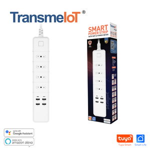TransmeIoT Smart Powerstrip TM-PS-012 4+4USB，with 3 Individually Controlled Smart Outlets And 4 USB Ports, Works with Alexa & Google Home, No Hub Required