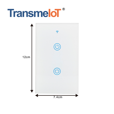 TransmeIoT TM-WF-02S WiFi Smart Wall Light Switch,Glass Panel, Multi-Control, 2.4GHz Wi-Fi Touch Switches, Single Line, Remote Control Smart Life/Tuya App, Work with Alexa, Googl