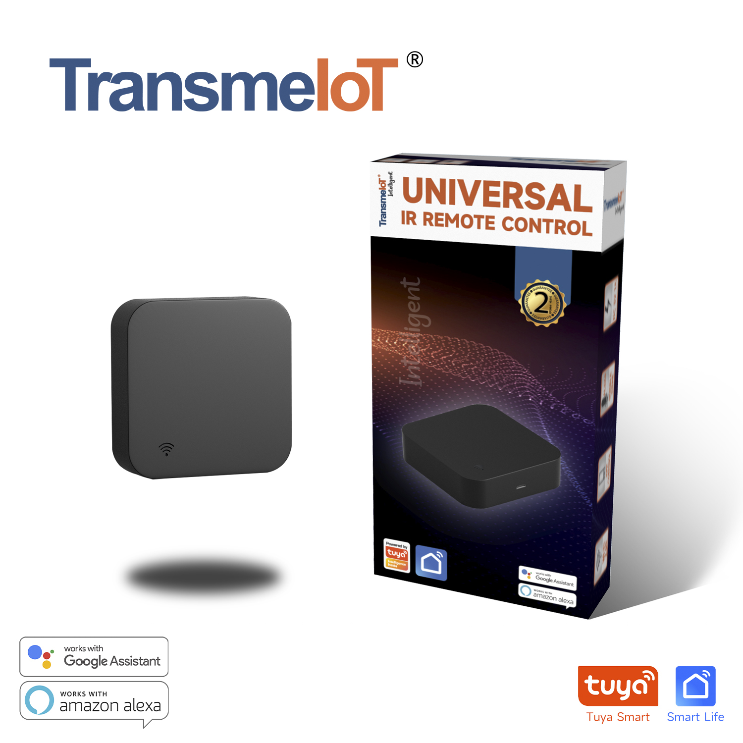 TransmeIoT TM-IR01Pro Smart IR Remote Control,All in One IR Blaster Control with Humility, Universal Infrared Remote Control for TV DVD Air Conditioner STB Etc,Compatible with Alexa, Google Assistant 
