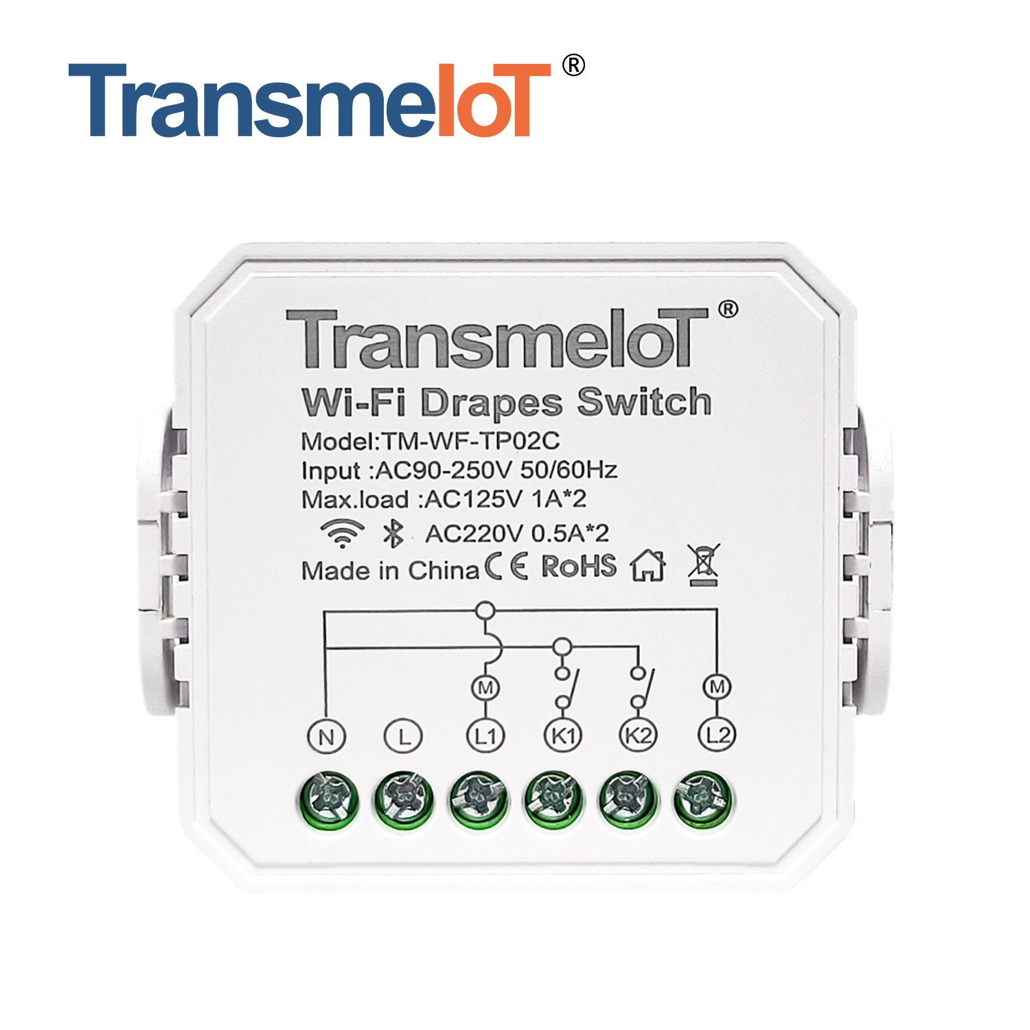 TransmeIoT Smart Curtain Module TM-WF-TP02C Wifi Switch Wireless Remote Control Electrical for Household Appliances,Compatible with Alexa DIY Your Home Via Iphone Android App