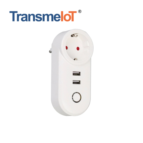 TransmeIoT Mini Smart Plug, WiFi Outlet Socket 1AC+2USB Compatible with Alexa And Google Home, Remote Control with Timer Function, No Hub Required