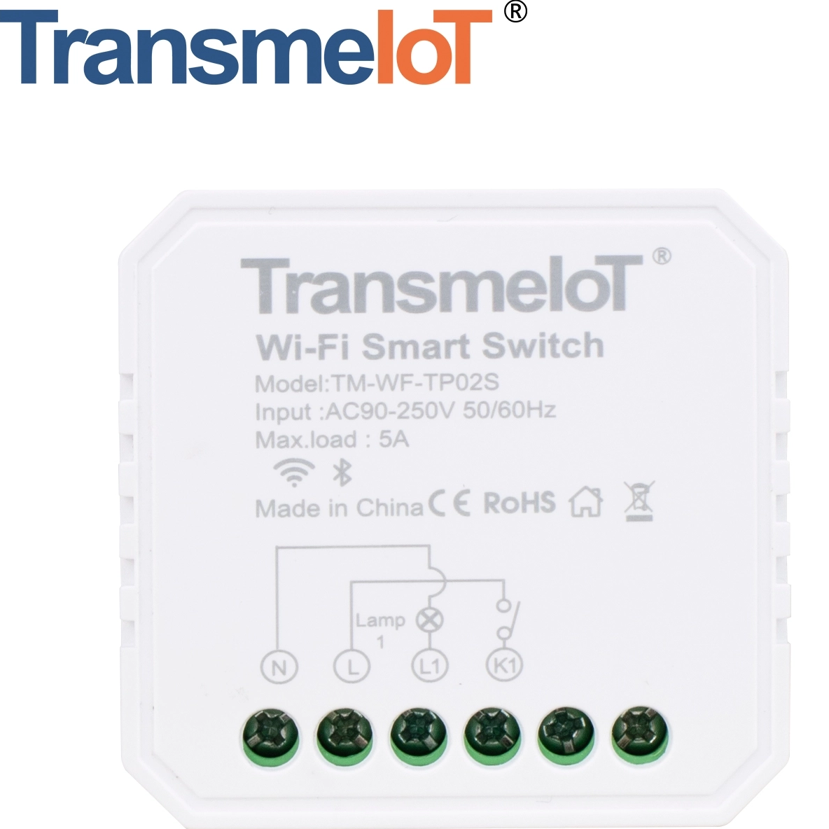 TransmeiIoT Smart Switch Module TM-WF-TP02S Wifi Switch Wireless Remote Control Electrical for Household Appliances,Compatible with Alexa DIY Your Home Via Iphone Android App