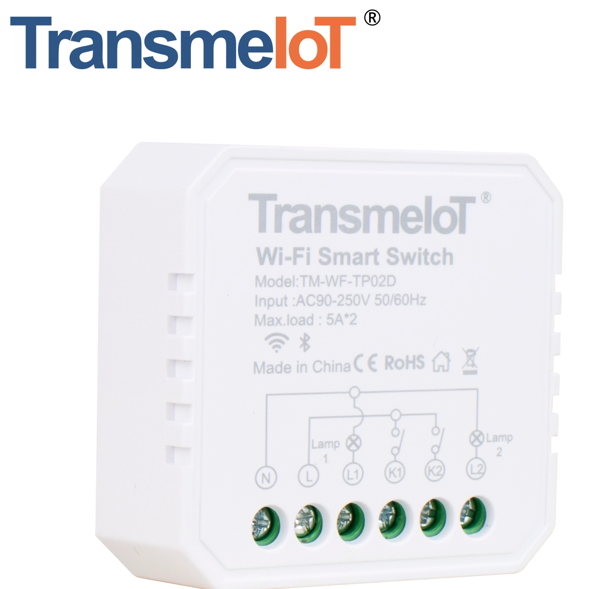 TransmeiIoT Smart Switch Module TM-WF-TP02D Wifi Switch Wireless Remote Control Electrical for Household Appliances,Compatible with Alexa DIY Your Home Via Iphone Android App