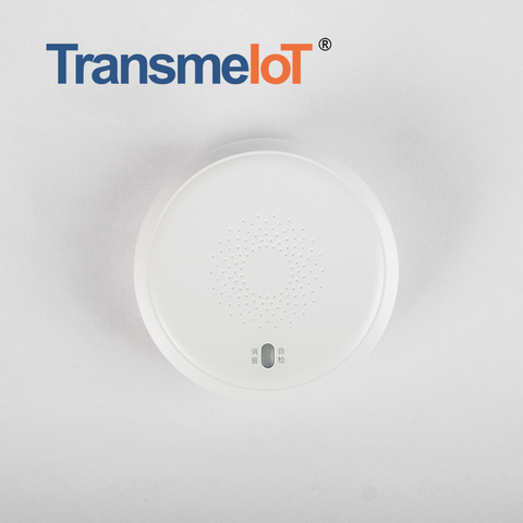 TransmeIoT Smart WiFi Gas Detector TM-SD01 Loud 70dB Alarm, Phone Notifications, No Hub Required, Reliable Sensor, Modern White Status LED