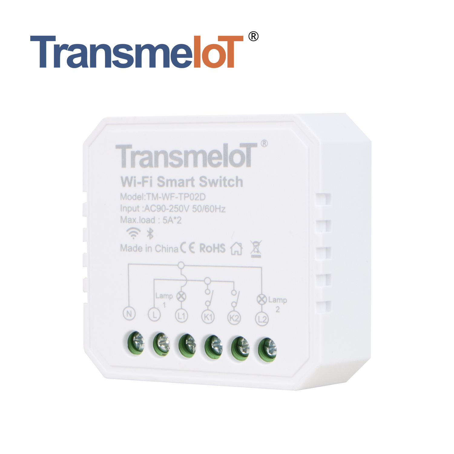 TransmeiIoT Smart Switch Module TM-WF-TP02D Wifi Switch Wireless Remote Control Electrical for Household Appliances,Compatible with Alexa DIY Your Home Via Iphone Android App