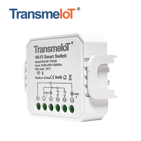 TransmeIoT Smart Switch Module TM-WF-TP02D Wifi Switch Wireless Remote Control Electrical for Household Appliances,Compatible with Alexa DIY Your Home Via Iphone Android App